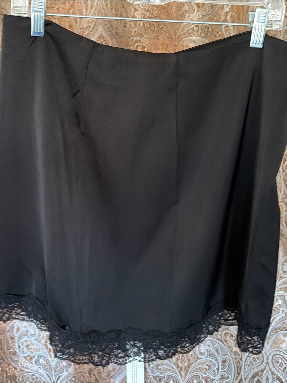 Black A-Line Skirt with Lace Hem